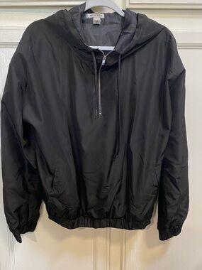 Forever 21 Black Hooded Bomber Jacket